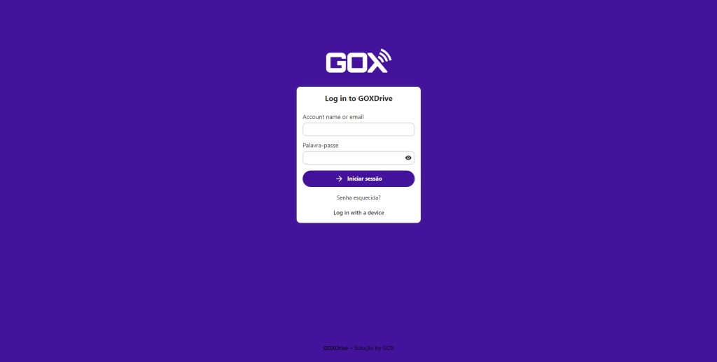 Tela de Login GOX Drive